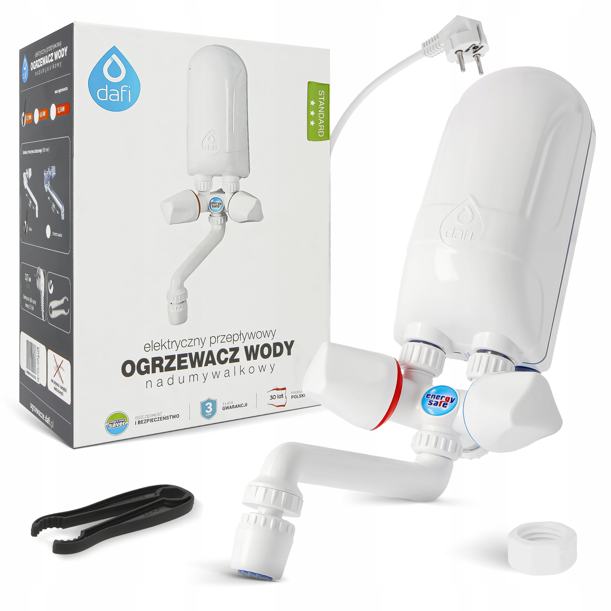 Prietokový ohrievač vody 230V 3,7 kW Elektrický ohrievač Batéria D 3Q