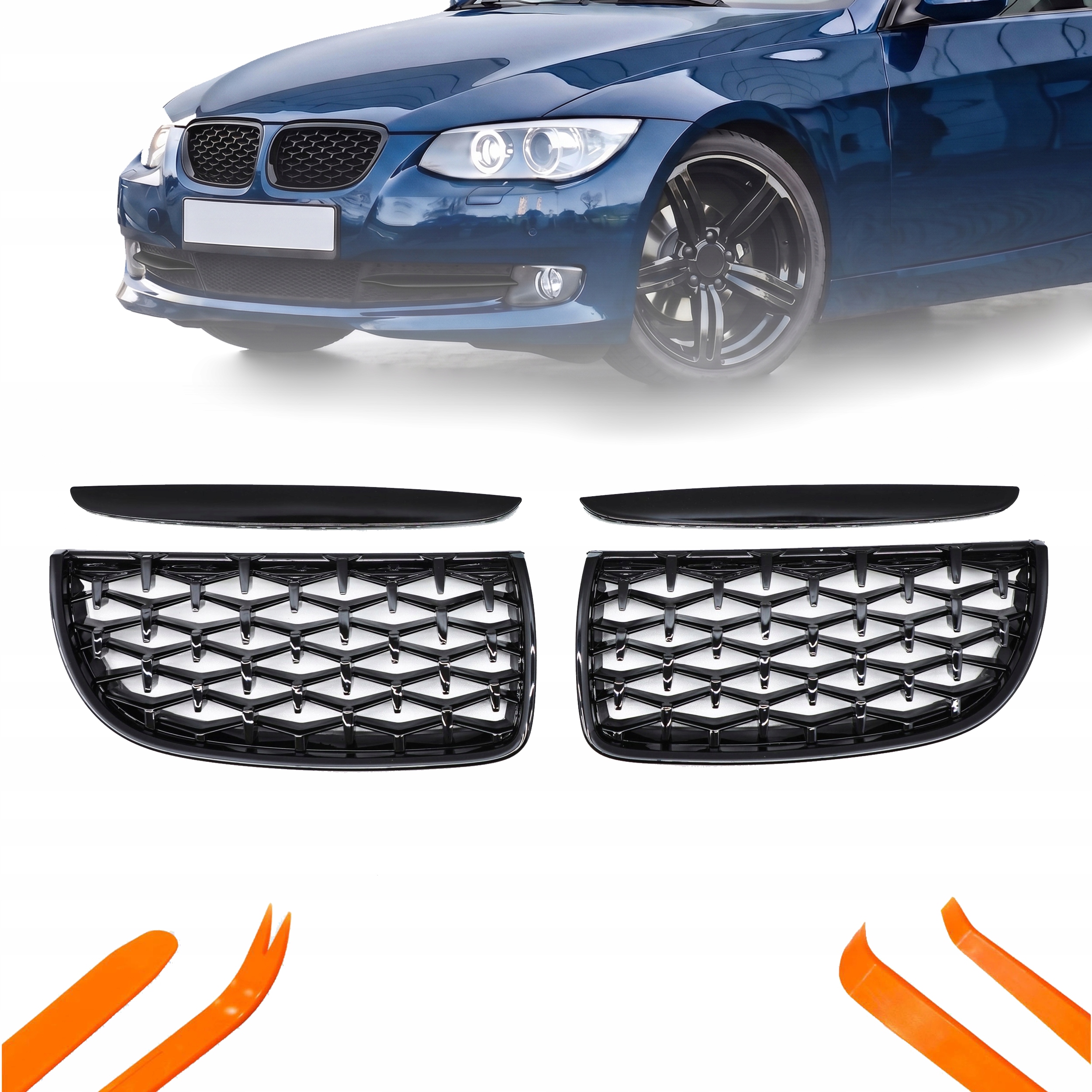 Atrapa Gril Nerki Bmw 3 E90 E91 05-07 Černý Lesk Diamant