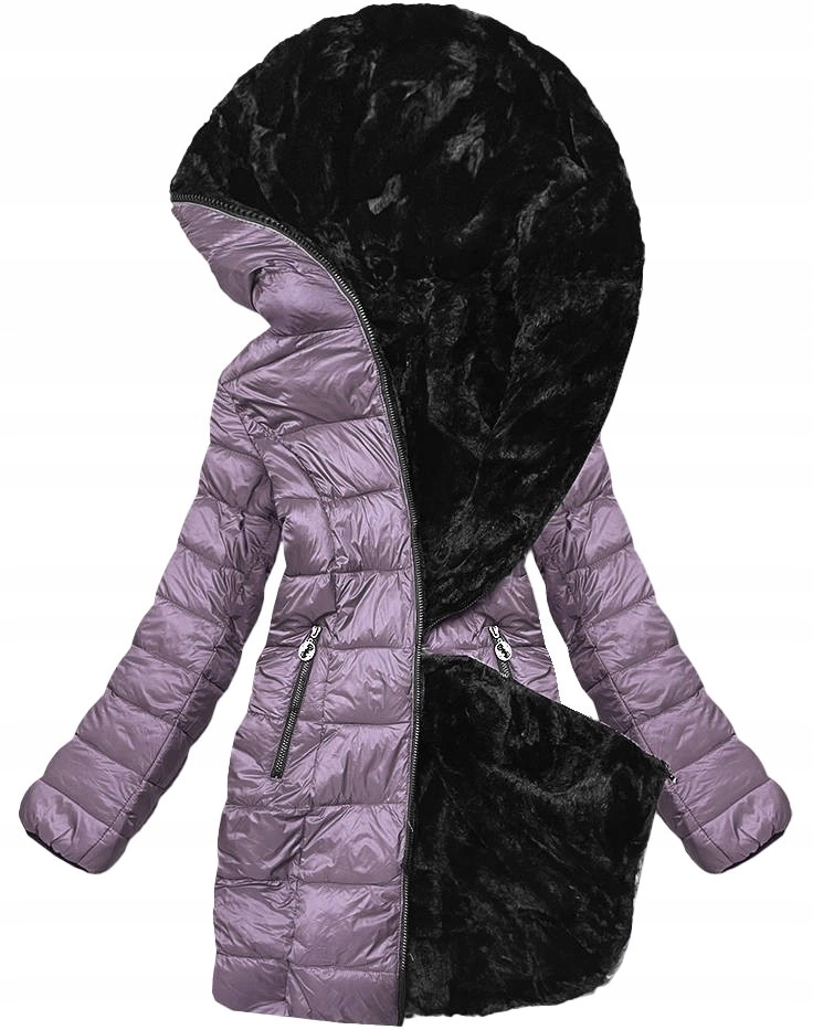 Oboustranná Bunda Kožíšek B8053 Fialová XL (42)