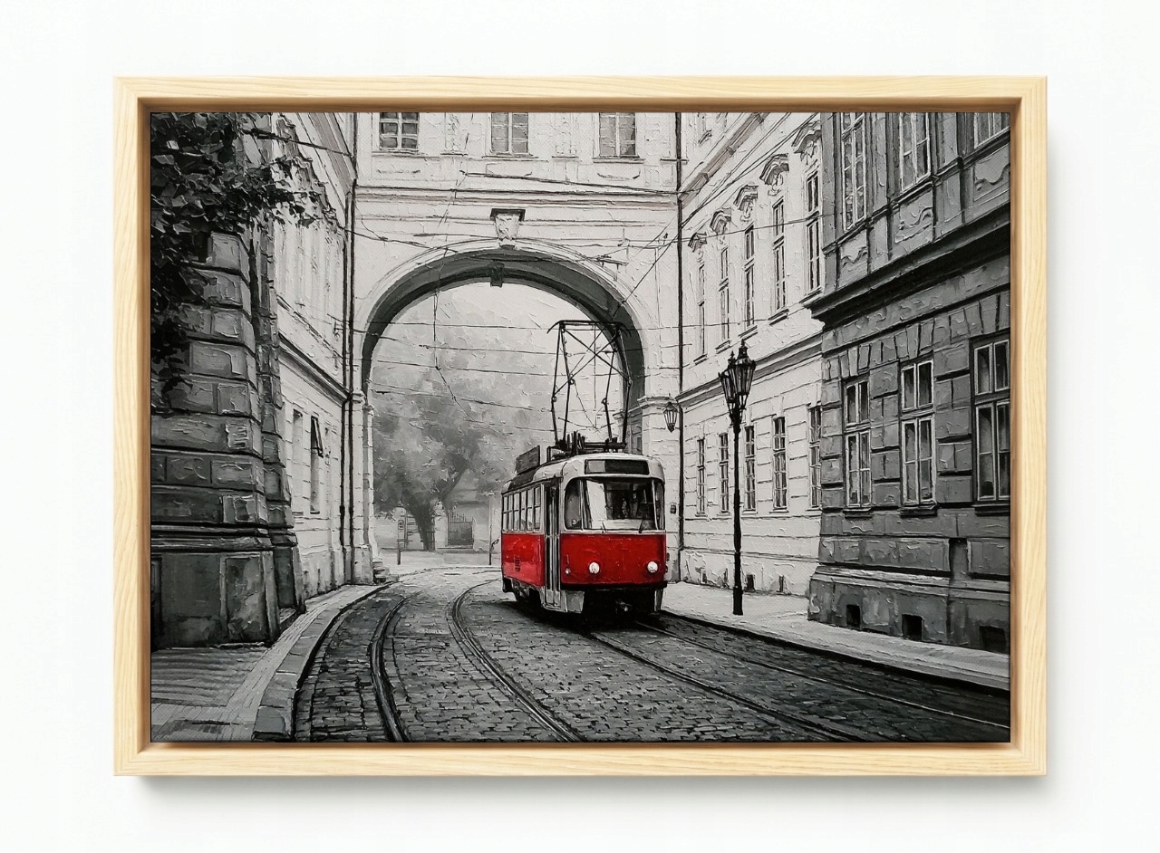 Obraz Rama American Box Město Česká Republika Praha Tramvaj Retro Vintage 120x80
