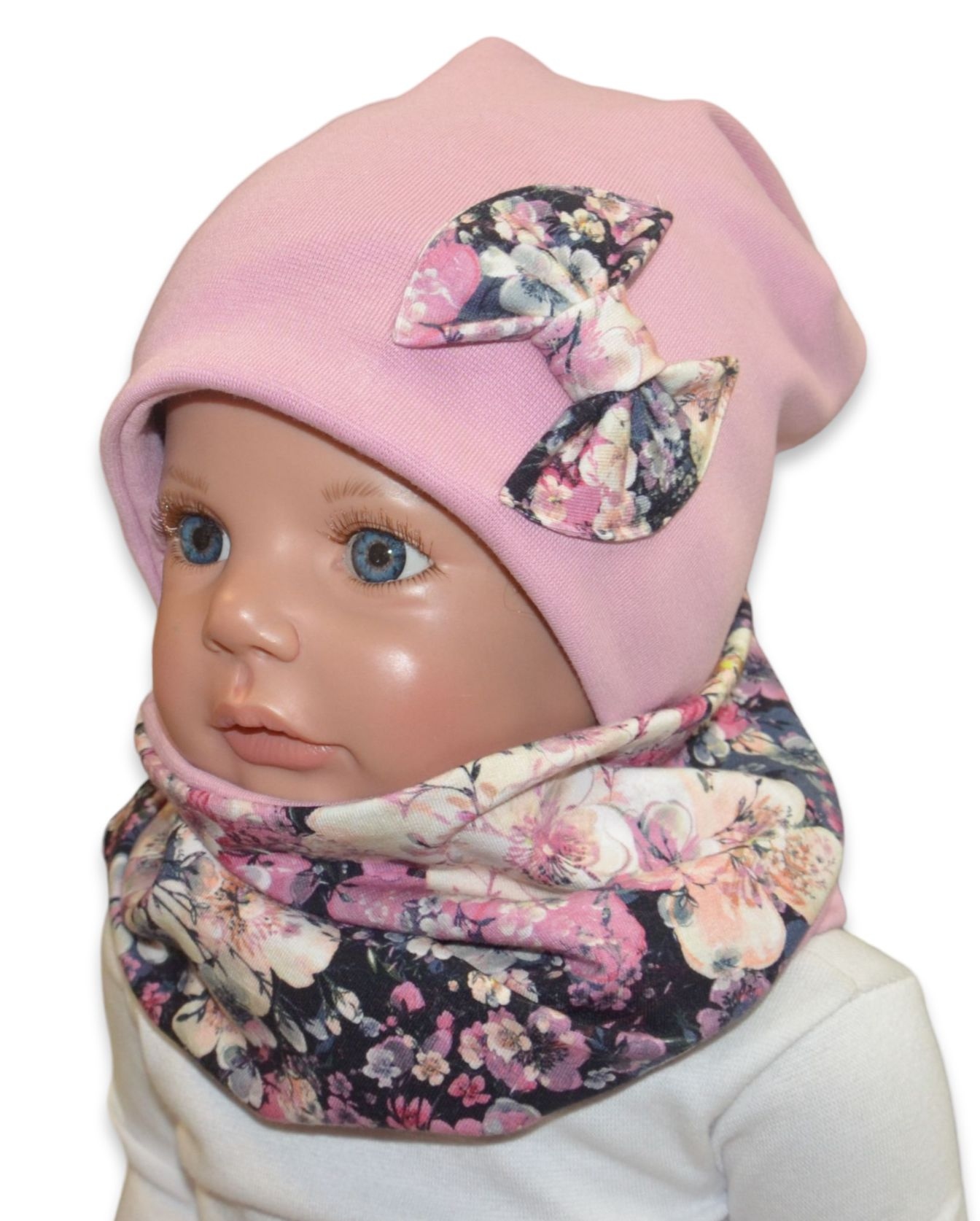 

M1/1 komplet czapka komin 50-54cm b.róż zachwyt