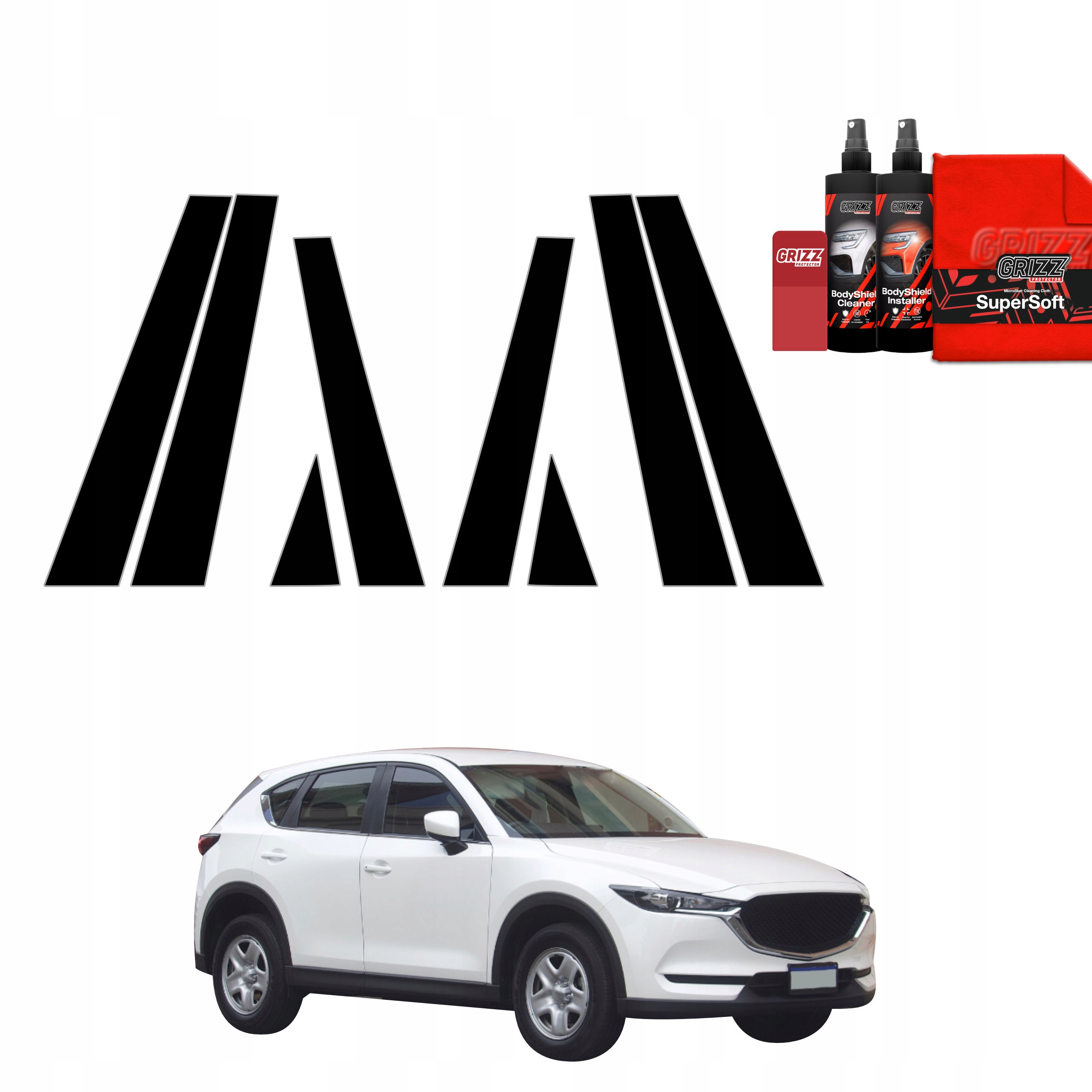 8v1 Černá fólie na sloupky pro Mazda CX5 Kf (2016-2025)