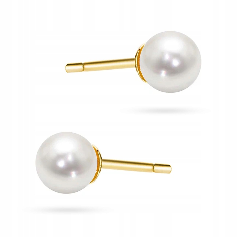 Krásné Zlaté Náušnice pr. 585 s Perlami