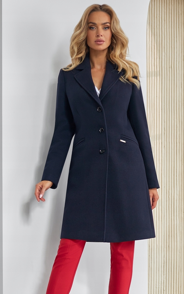 Zartex kabát podzimní a zimní klasický bez kapuce Tina námořnická modrá AW24 vel.34