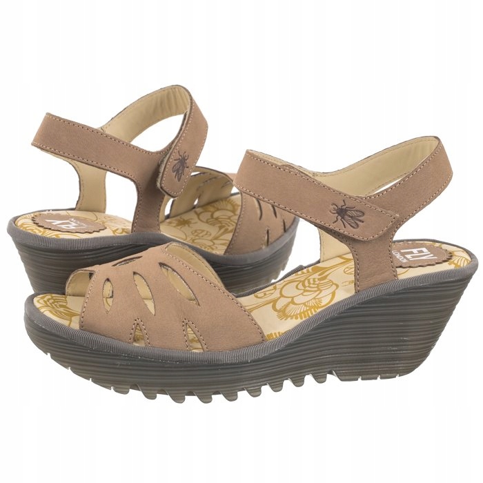 Dámské kožené sandály Fly London Yazi Cupido Taupe Béžové