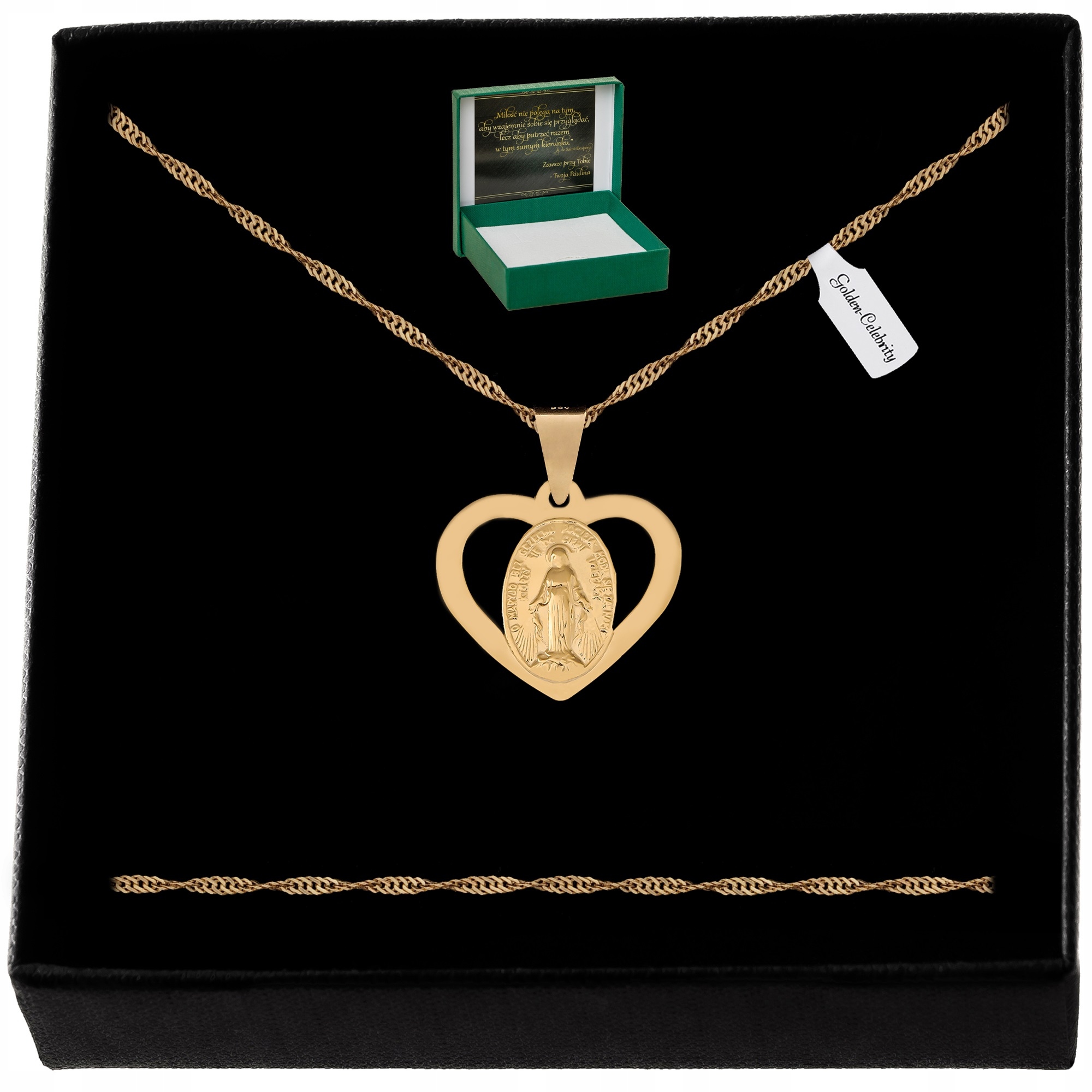 ZŁOTY ŁAŃCUSZEK + CUDOWNY MEDALIK + GRAWER PREZENT NA CHRZEST BIERZMOWANIE