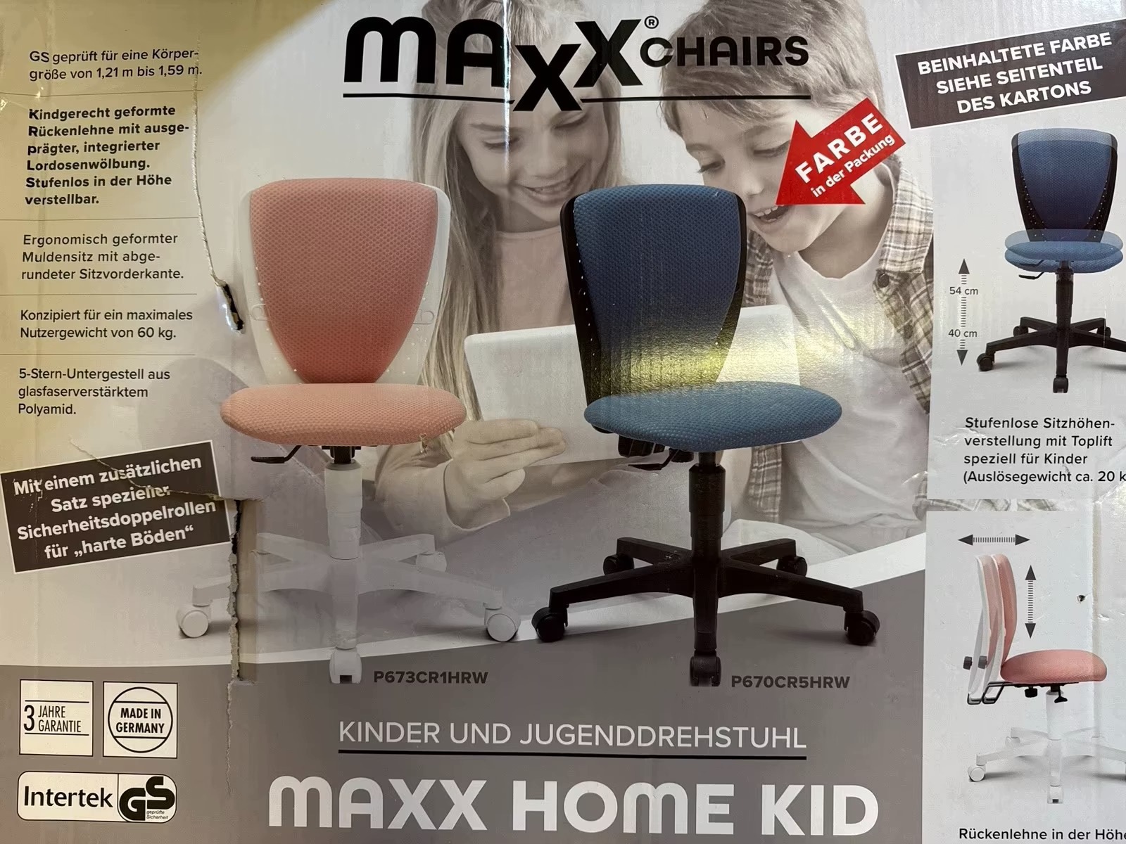 Maxx Chairs Krzesło obrotowe dla dzieci i młodzieży P670CR5HRW niebieskie