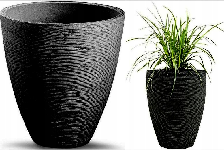 Duża Donica Doniczka ryflowana 40x60cm dom ogród Rillen Antracyt