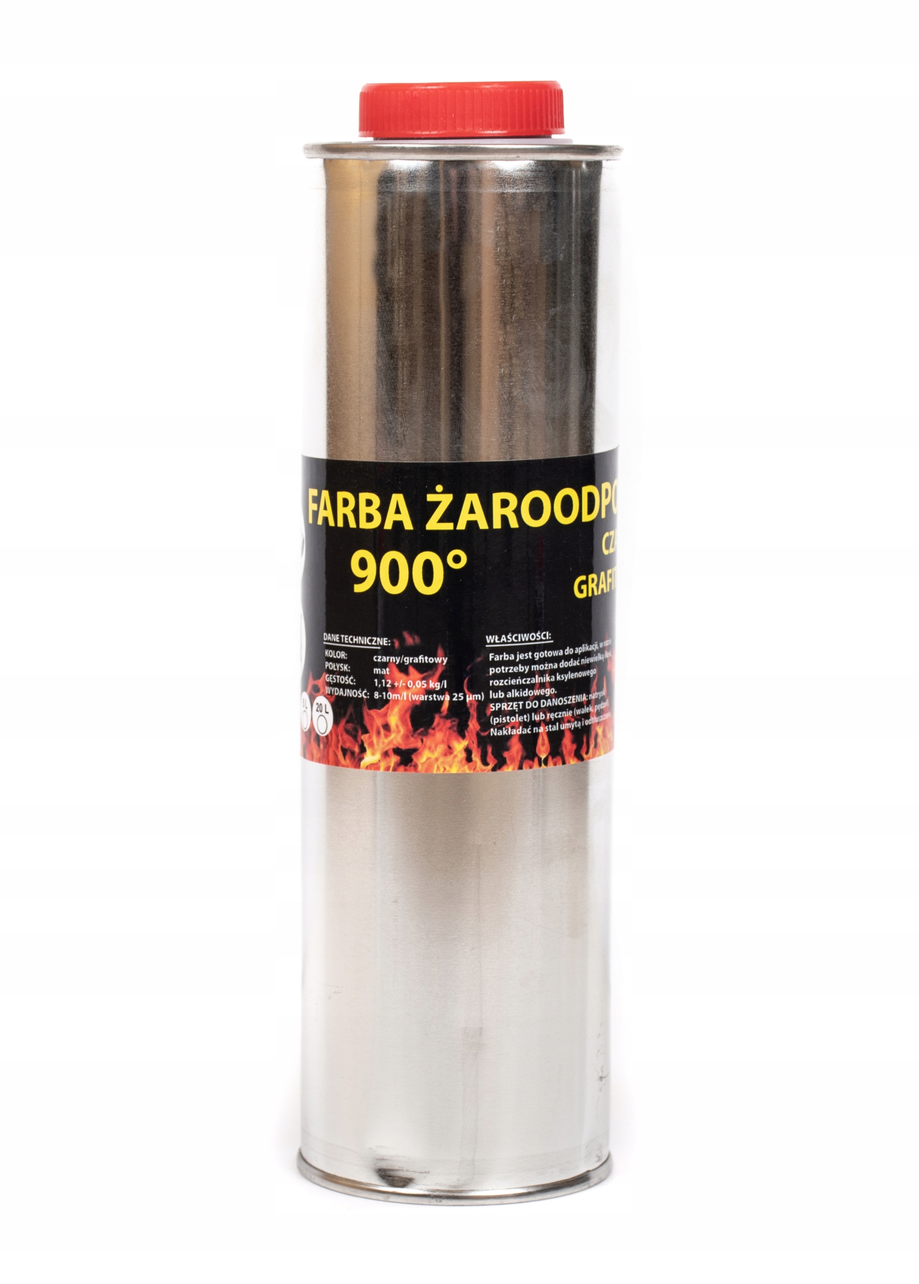 FARBA LAKIER ŻAROODPORNA DO KOMINKÓW 1L TRWAŁA