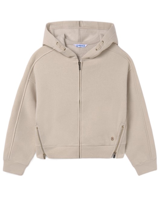 Bluza z kapturem zapinana dziewczęca beżowa Mayoral 7487-68 r. 152