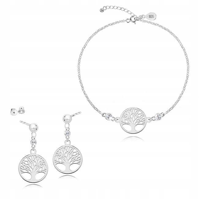 

Komplet srebrny drzewko szczęścia i Swarovski