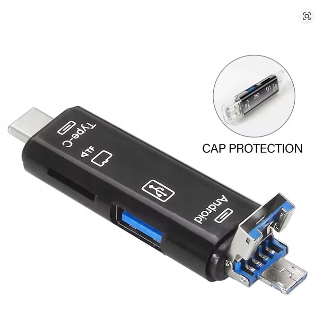 Czytnik kart pamięci 5w1 USB Typ C/USB/Micro USB/TF/SD