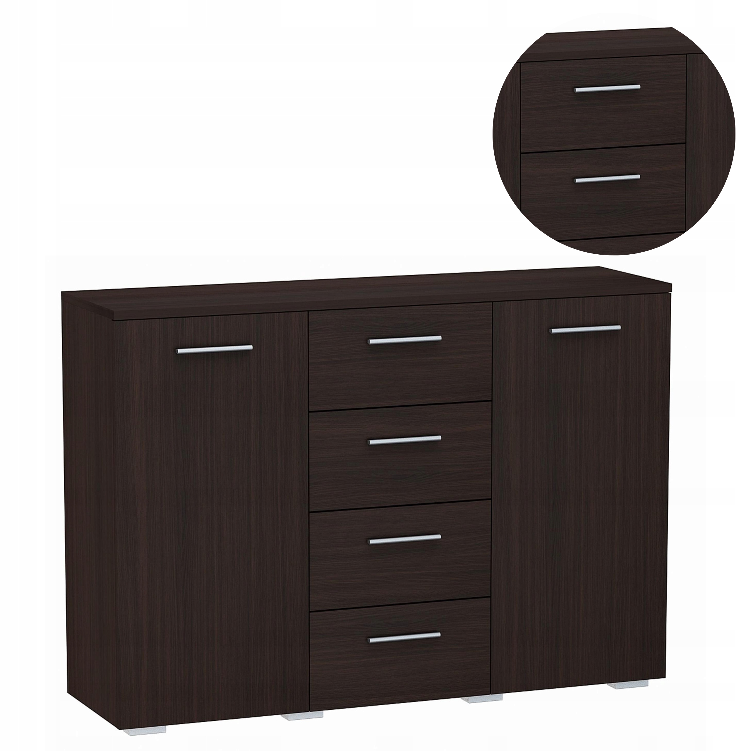 Komoda Helena 120 cm 2D4S Wenge veľká šatníková skriňa na oblečenie a hračky