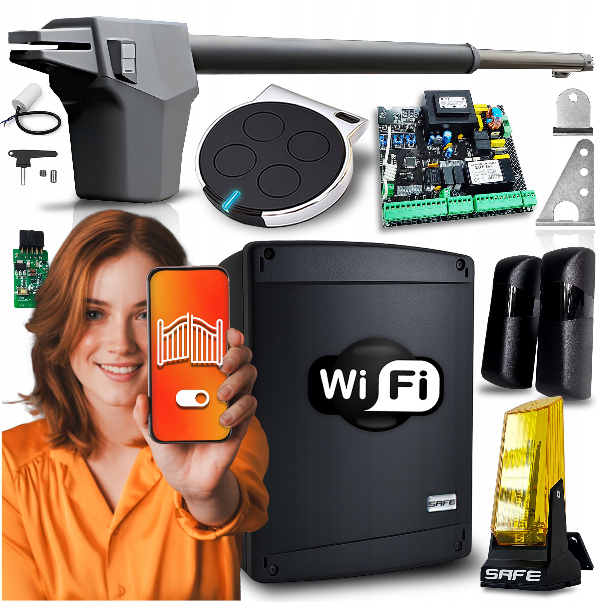 Set Pohon Pro Jednokřídlovou bránU 4,3 m Pilot Lampa automat Wifi Tuya