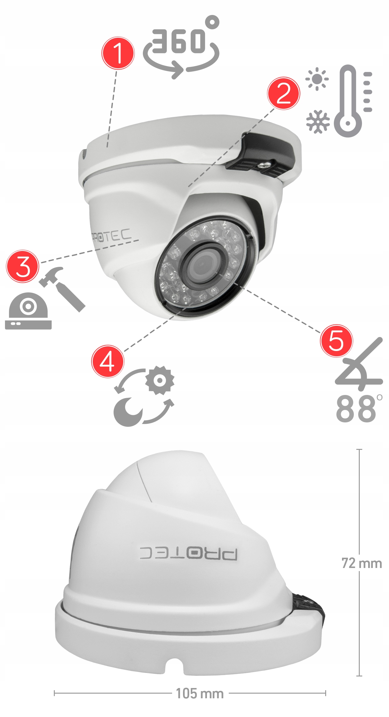 ZESTAW DO MONITORINGU 3 KAMERY MOCNY OBRAZ W NOCY Maksymalna pojemność dysków 6 TB