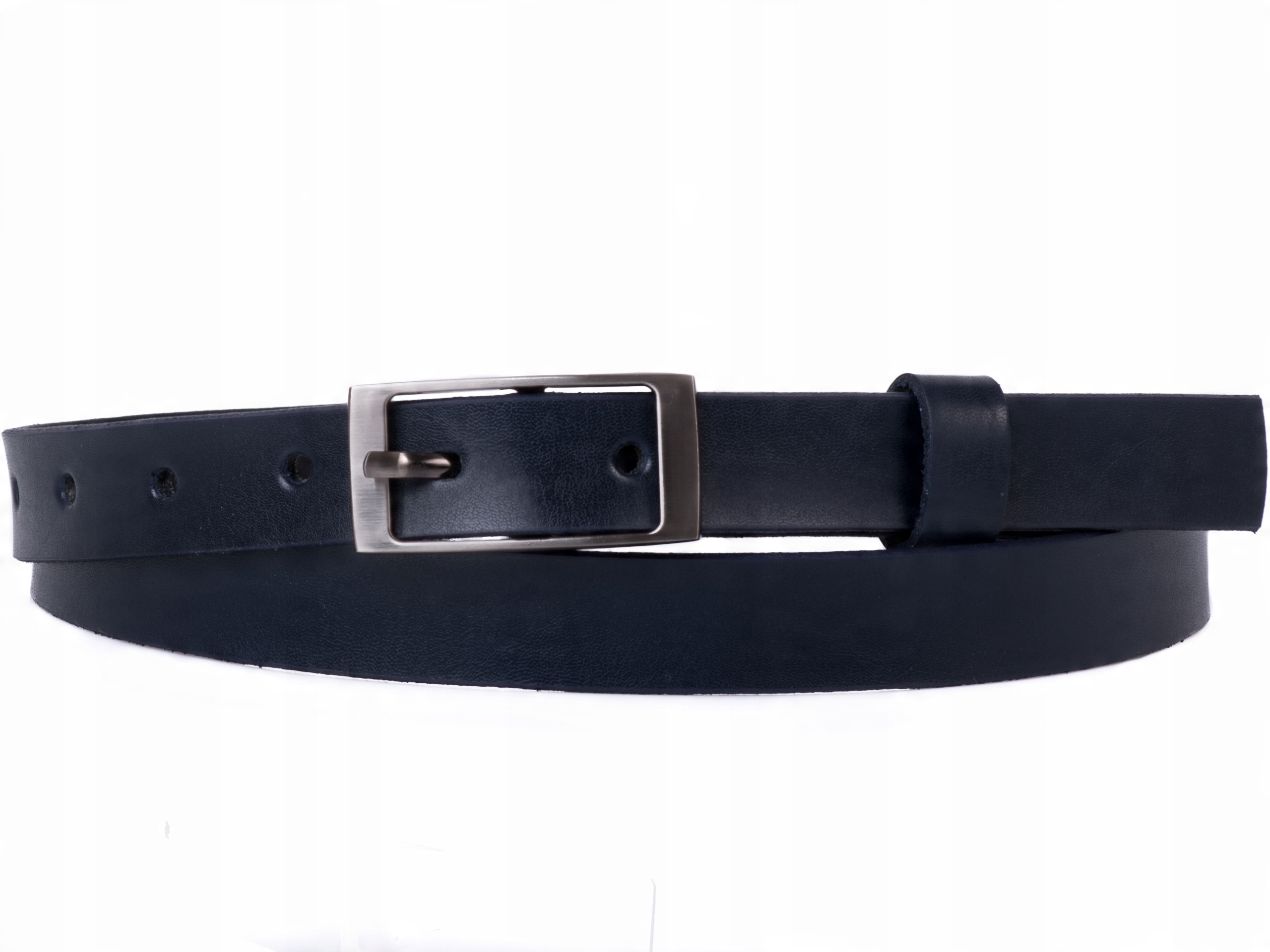 

Damski Skórzany pasek 2cm Granatowy |110obw