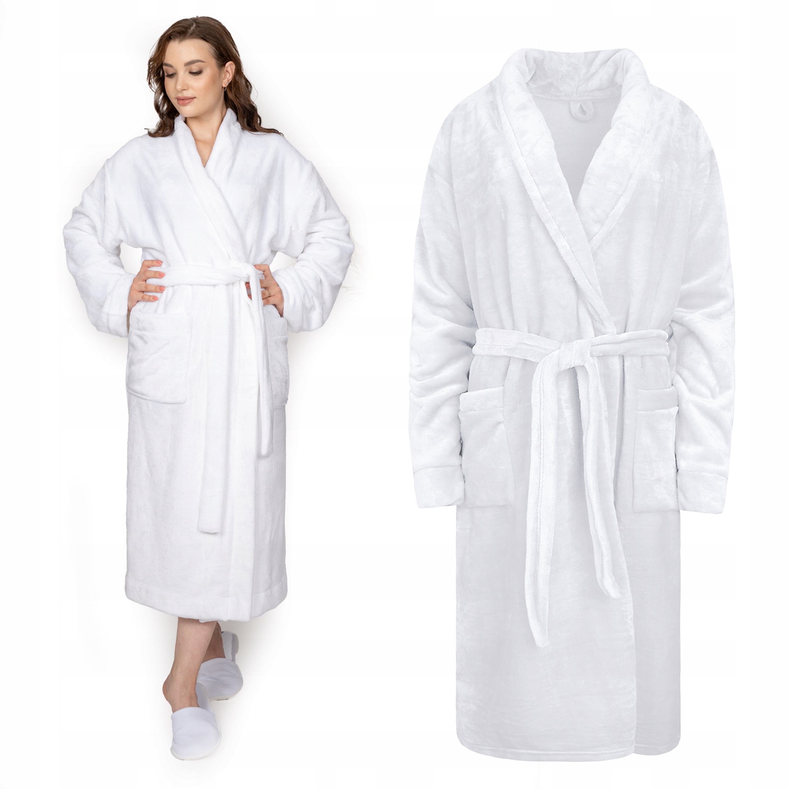 Župan Wellsoft Unisex Měkký Teplý Hrubý Elegantní XL Chila Bílý