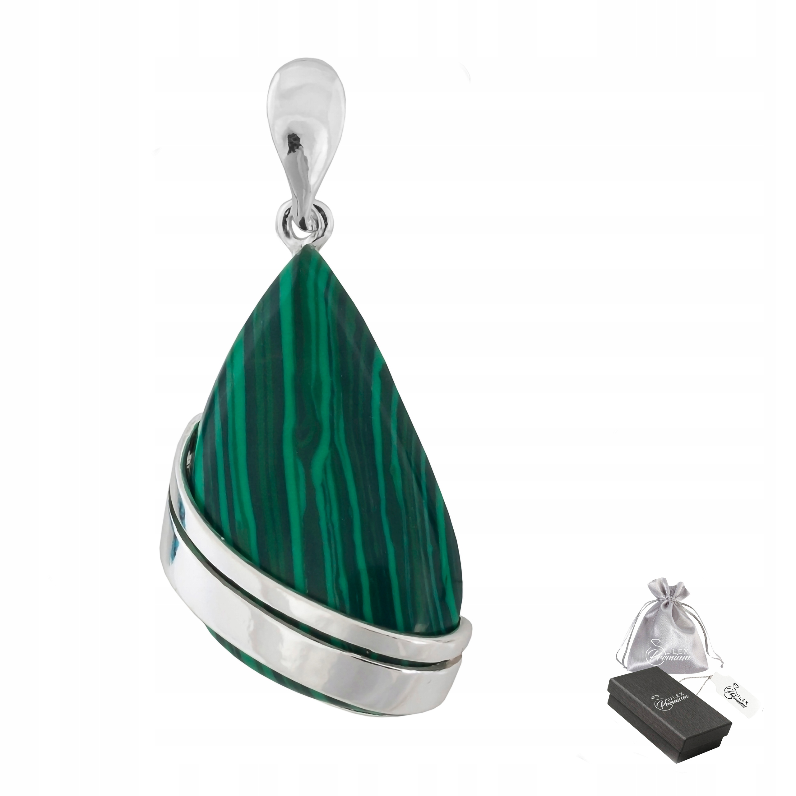 Stříbrný Přívěsek ryzost 925 Elegantní geometrický přívěsek s malachitem
