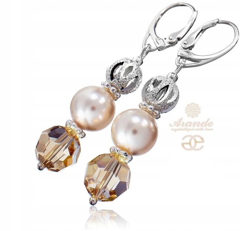 Originální Perly Náušnice Crystal Nude Stříbro