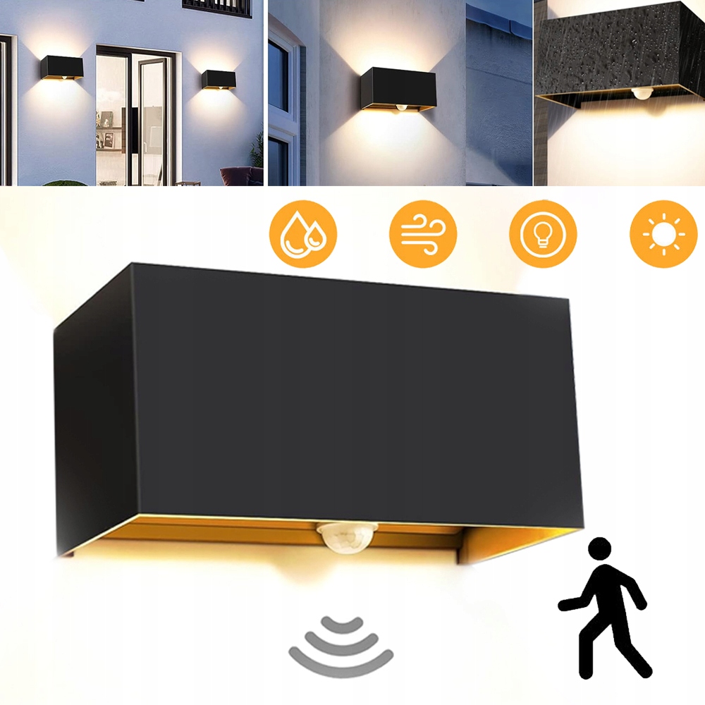 Lampa Ścienna Do Wewnątrz I Na Zewnątrz, Kinkiet Led Z Czujnikiem Ruchu