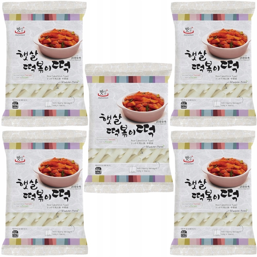5x Koreańskie Kluski Ryżowe Tteokbokki Topoki Tteokmyeon Rurki 600g Matamun