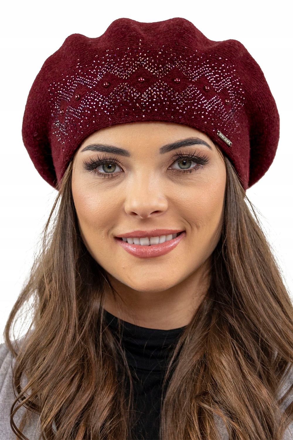 Bordový baret Vivisence 7050, teplý baret na zimu, vlna