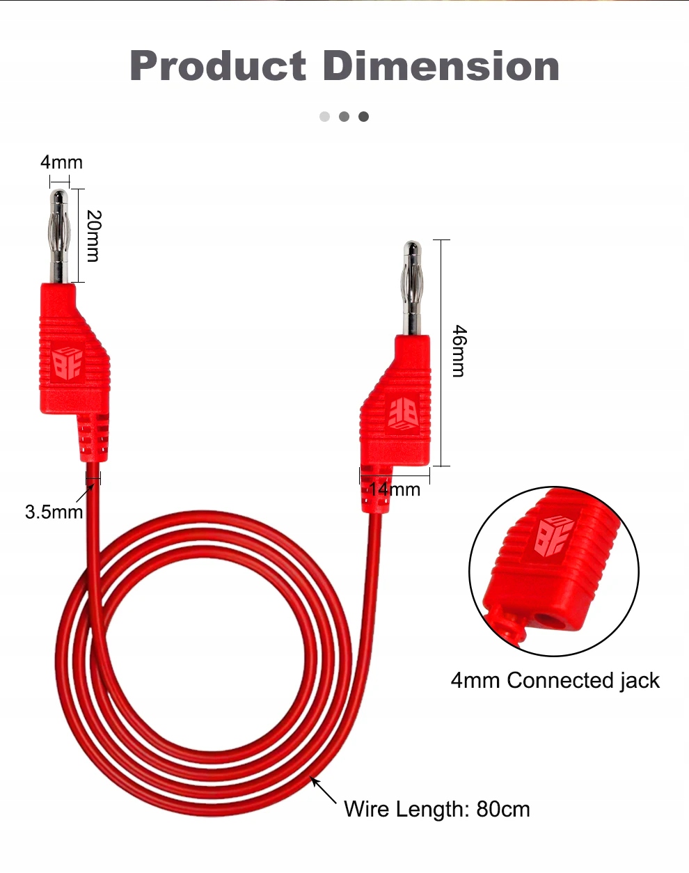 PRZEWODY DO MIERNIKA MULTIMETRU KABLE POMIAROWE SONDY BANAN 20A BST-080-JP Model BST-080-JP