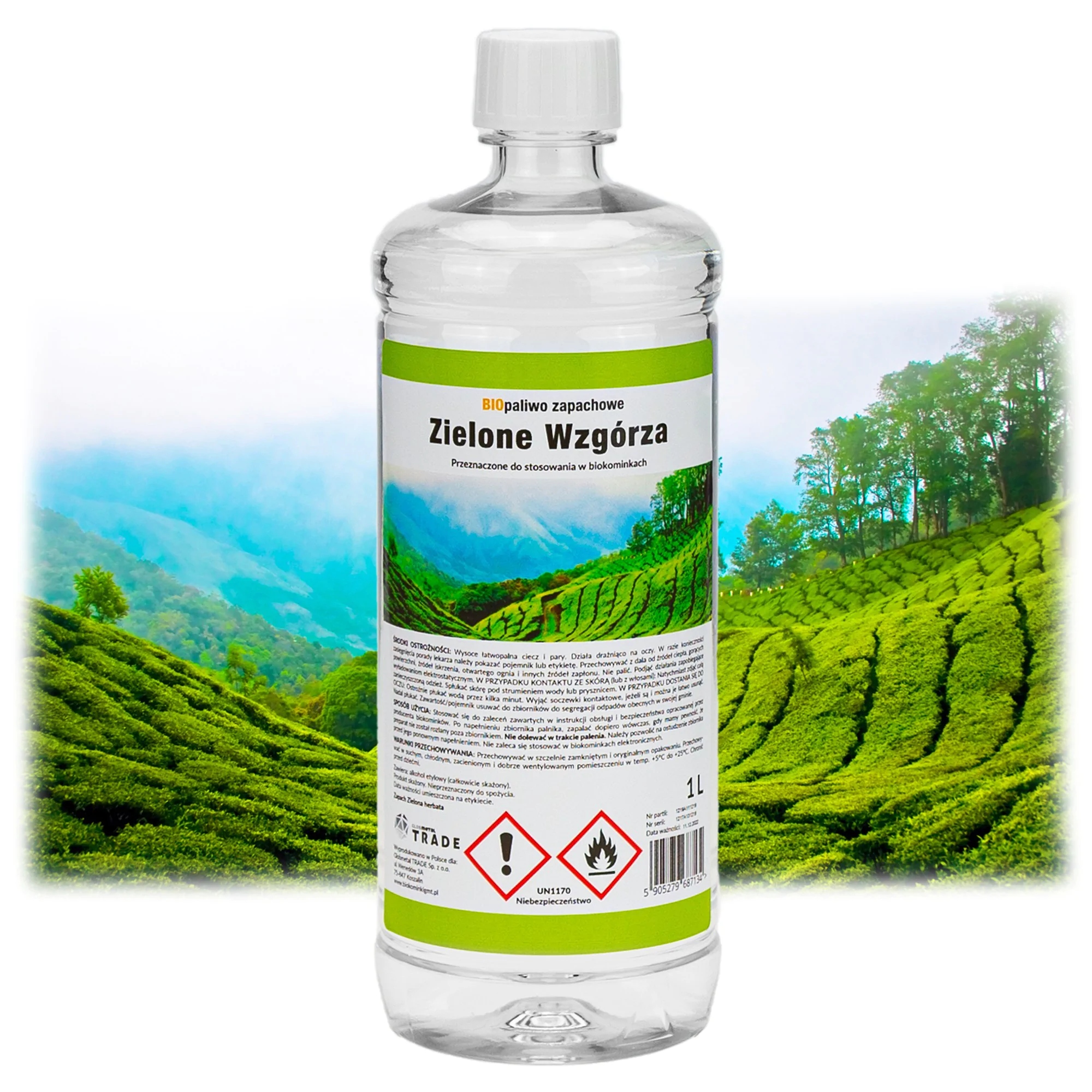 Biopaliwo zapachowe 1L zielone wzgórza do biokomin