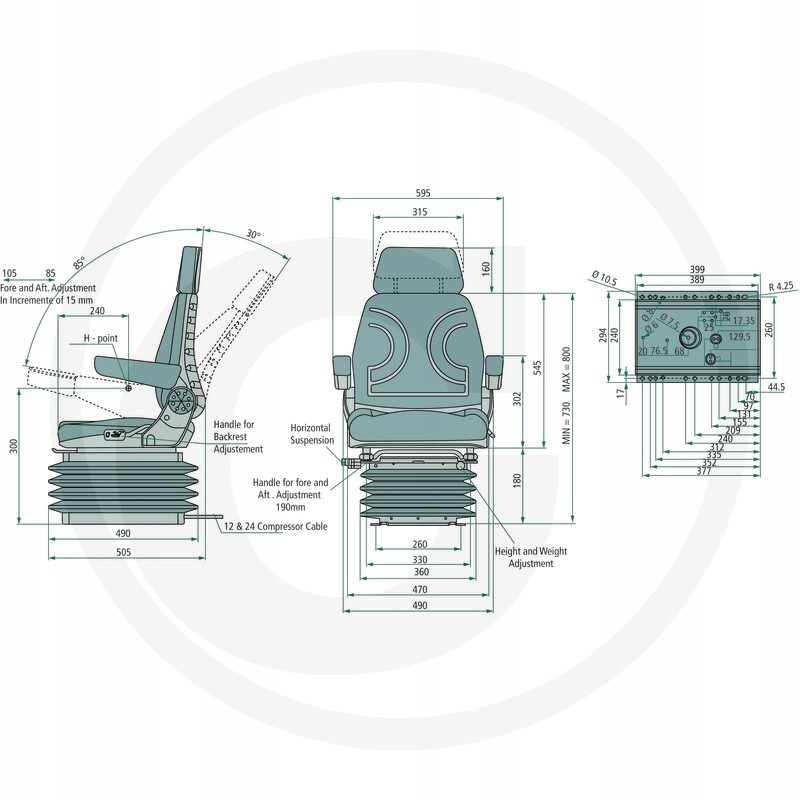 240920019 - ВРАЩАЮЩЕЕСЯ ПНЕВМАТИЧЕСКОЕ СИДЕНЬЕ ОПЕРАТОРА / ГРАНИТ