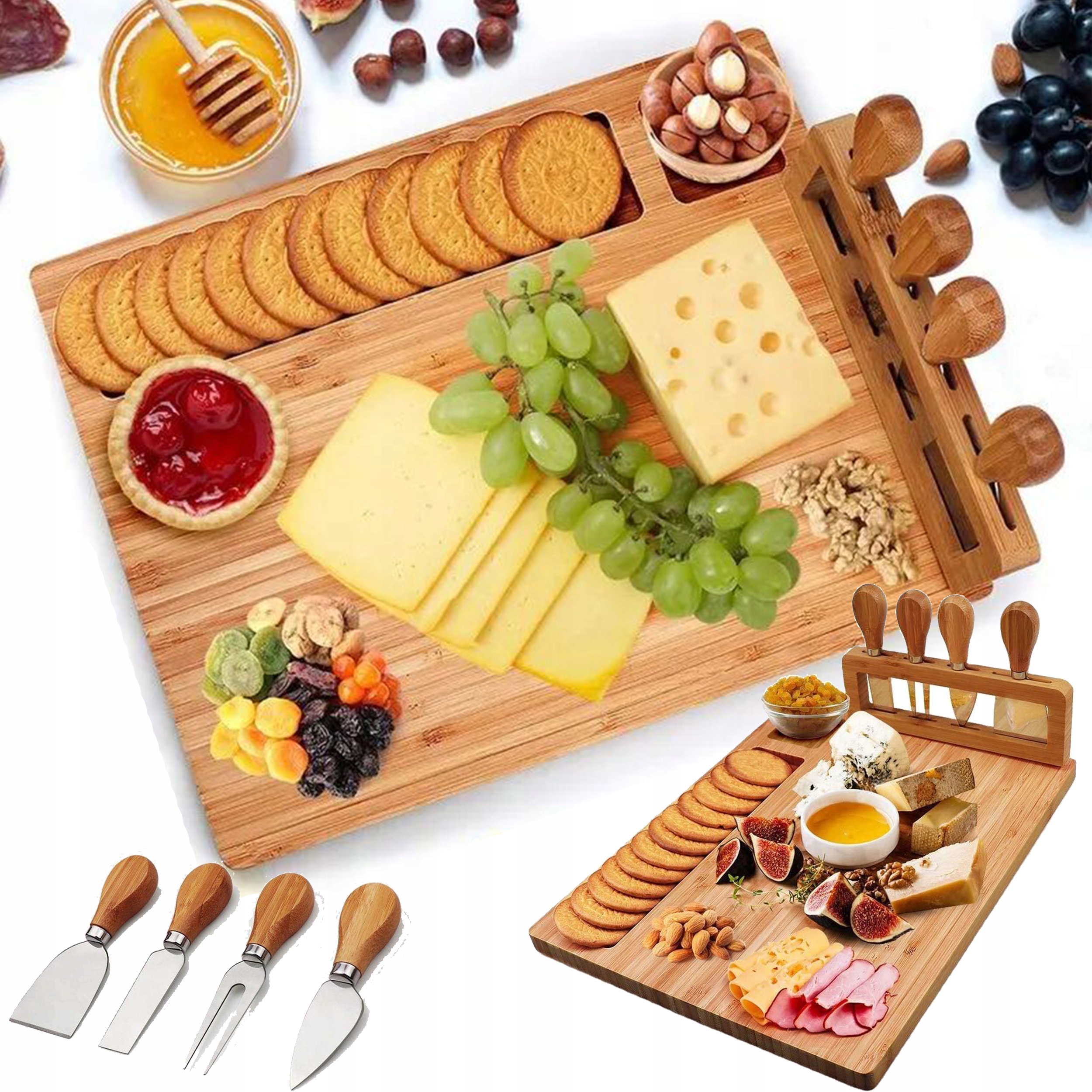 DESKA DO SERÓW PRZYSTAWEK PATERA + ZESTAW NOŻY