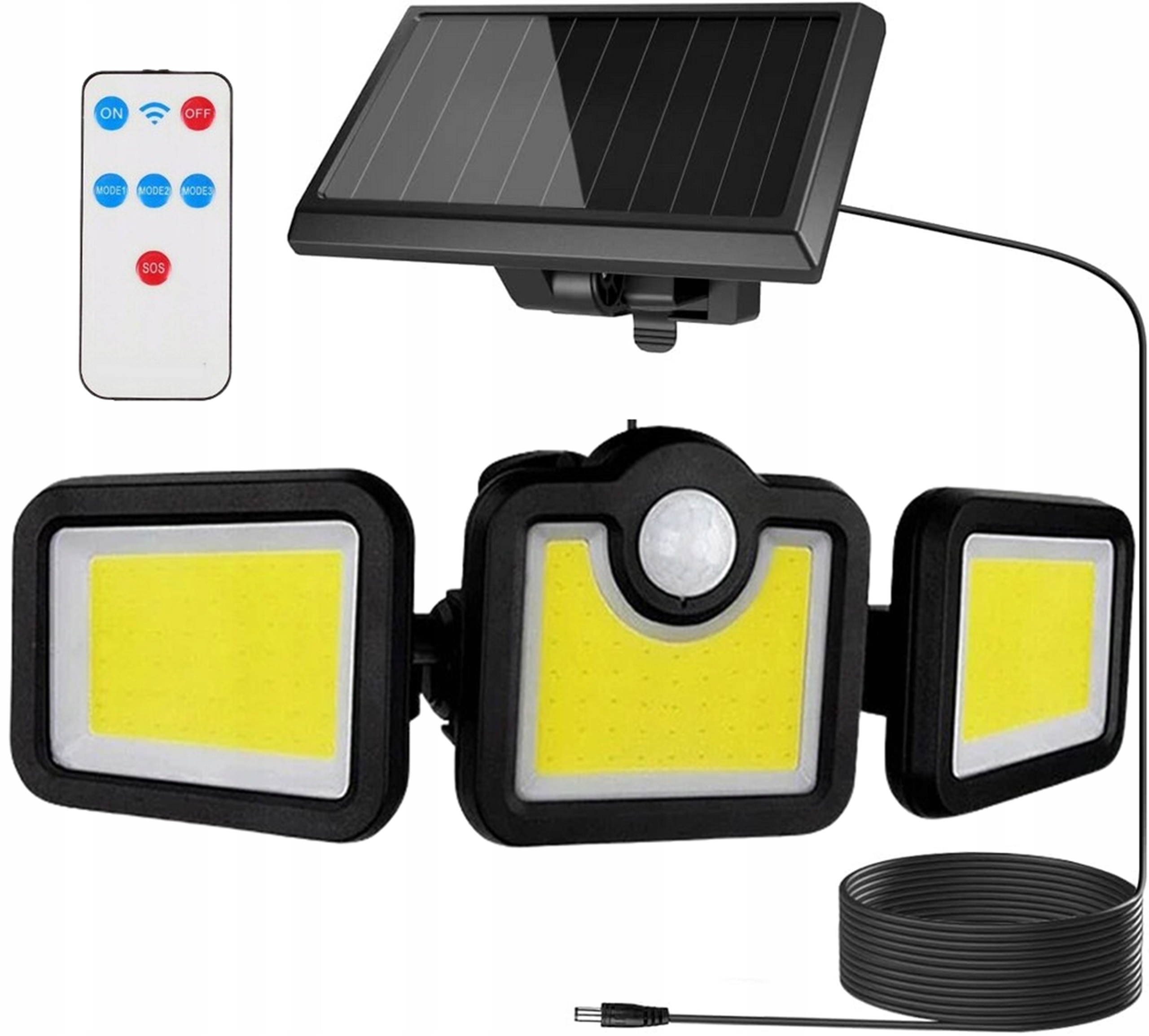 LAMPA SOLARNA HALOGEN SOLARNY PANEL CZUJNIK RUCHU ZMIERZCHU +PILOT LED Strumień świetlny 6500 lm