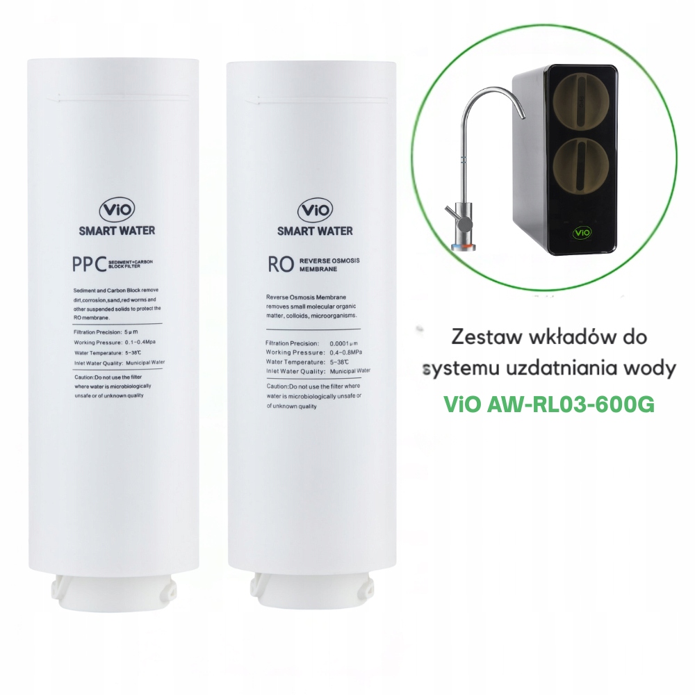 Sada x2 vyměnitelných filtrů systému čištění vody ViO AW-RL03 600G
