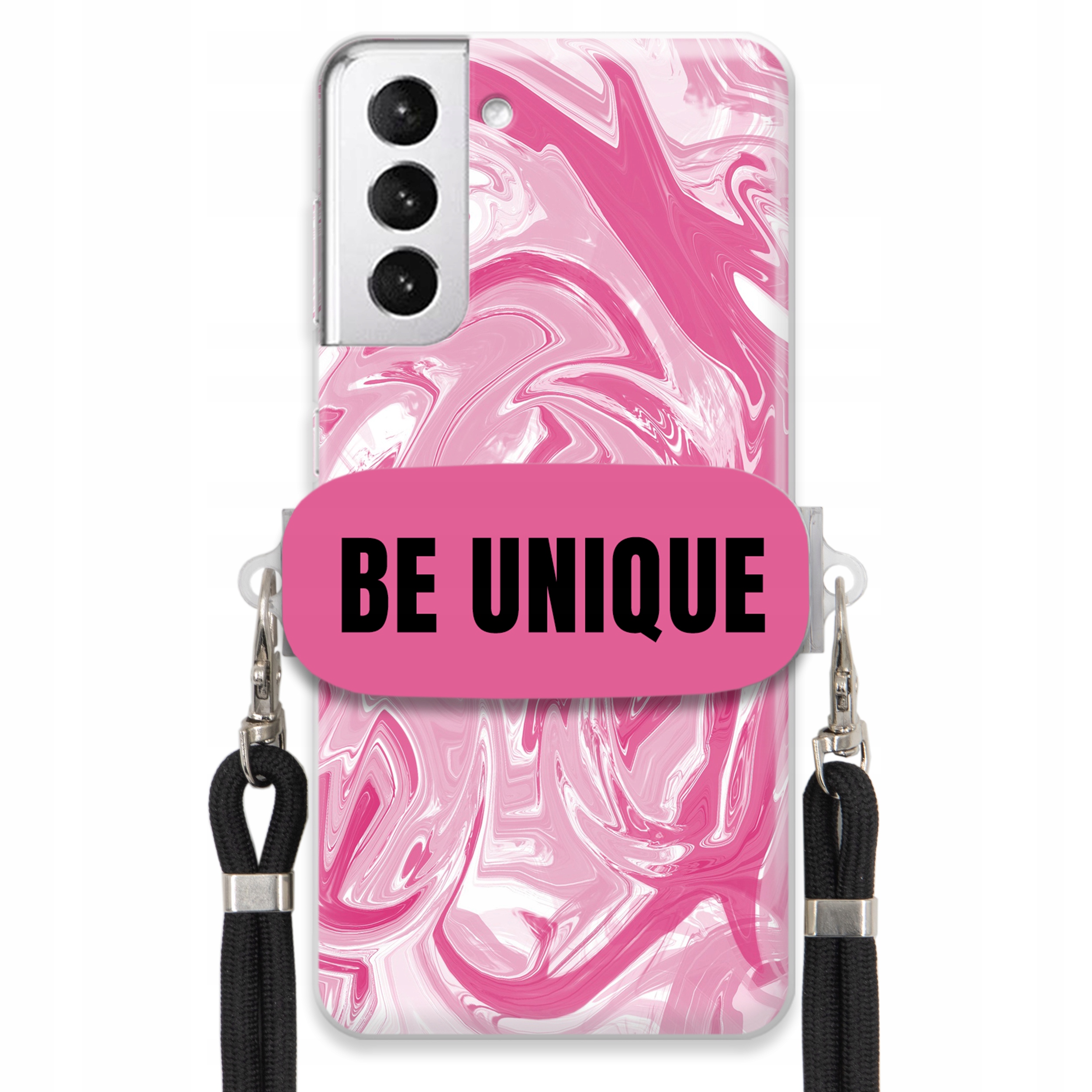 Puzdro pre Samsung S30 Plus Case Upevňovacia šnúrka Čierna Ružová Mramor Unique