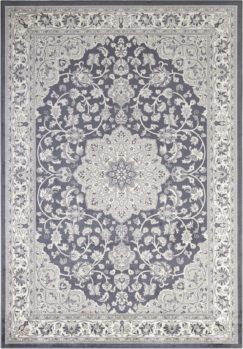 Koberec 160x230 do obývačky, tradičný klasický šedo-krémový vzor