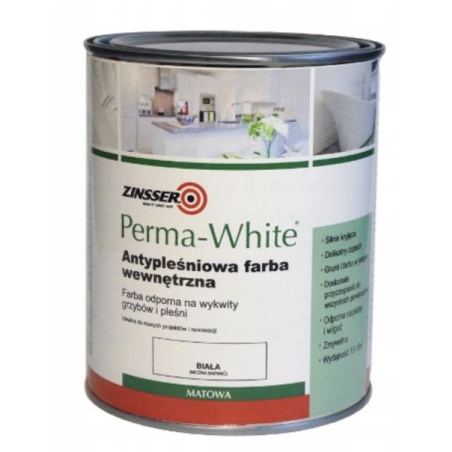 Farba do łazienki, kuchni Perma-White Matowa 1 L