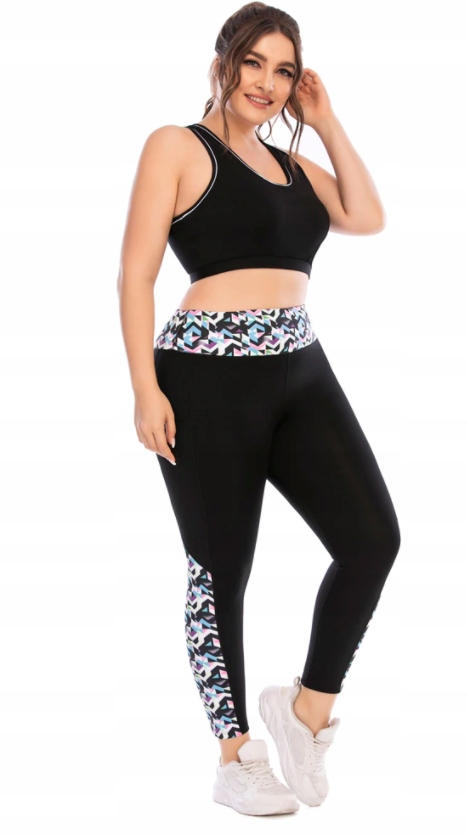 KOMPLET TOP SPODNIE LEGGINSY NA SIŁOWNIE PLUS SIZE Kod producenta 12043