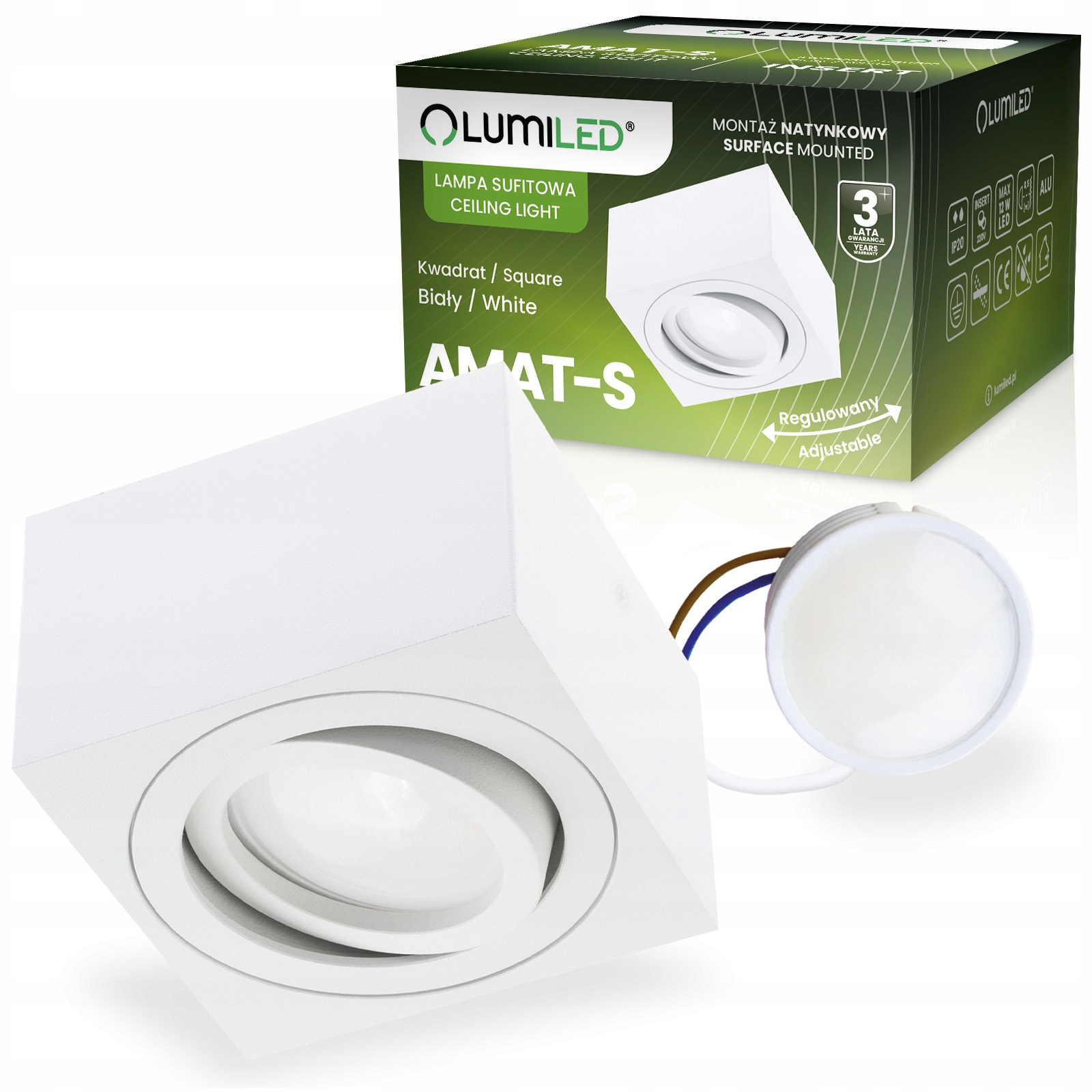 Oprawa Halogenowa Natynkowa Lampa Sufitowa LED Ruchoma Tuba Biała + LED 5W