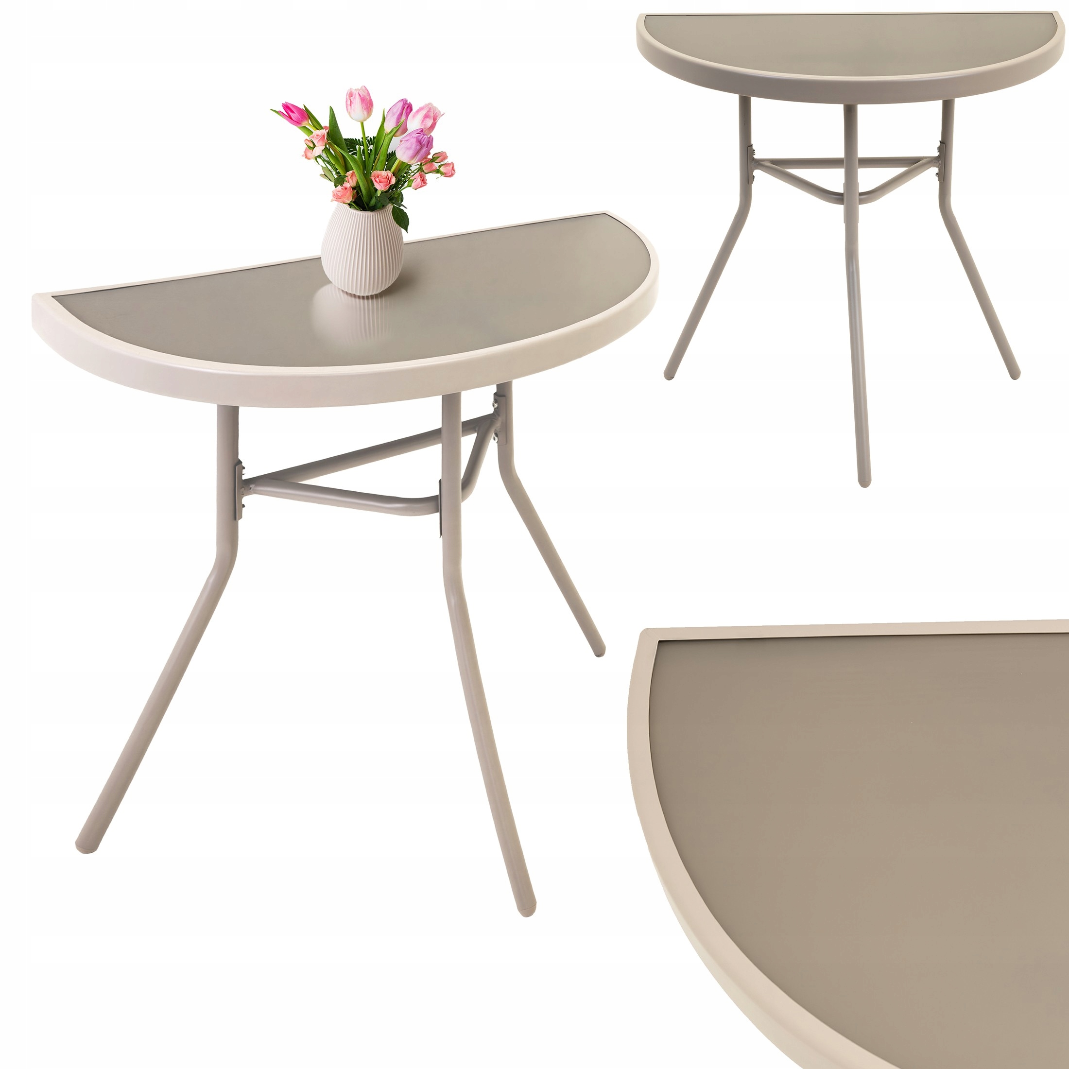 Stół balkonowy stalowy Stolik ogrodowy na taras szkło hartowane do ogrodu