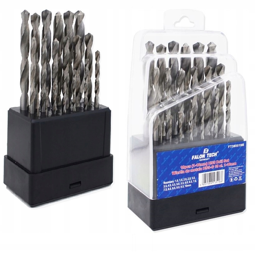 

Zestaw Wierteł Do Metalu Wiertła 1-10mm Hss 19 El.