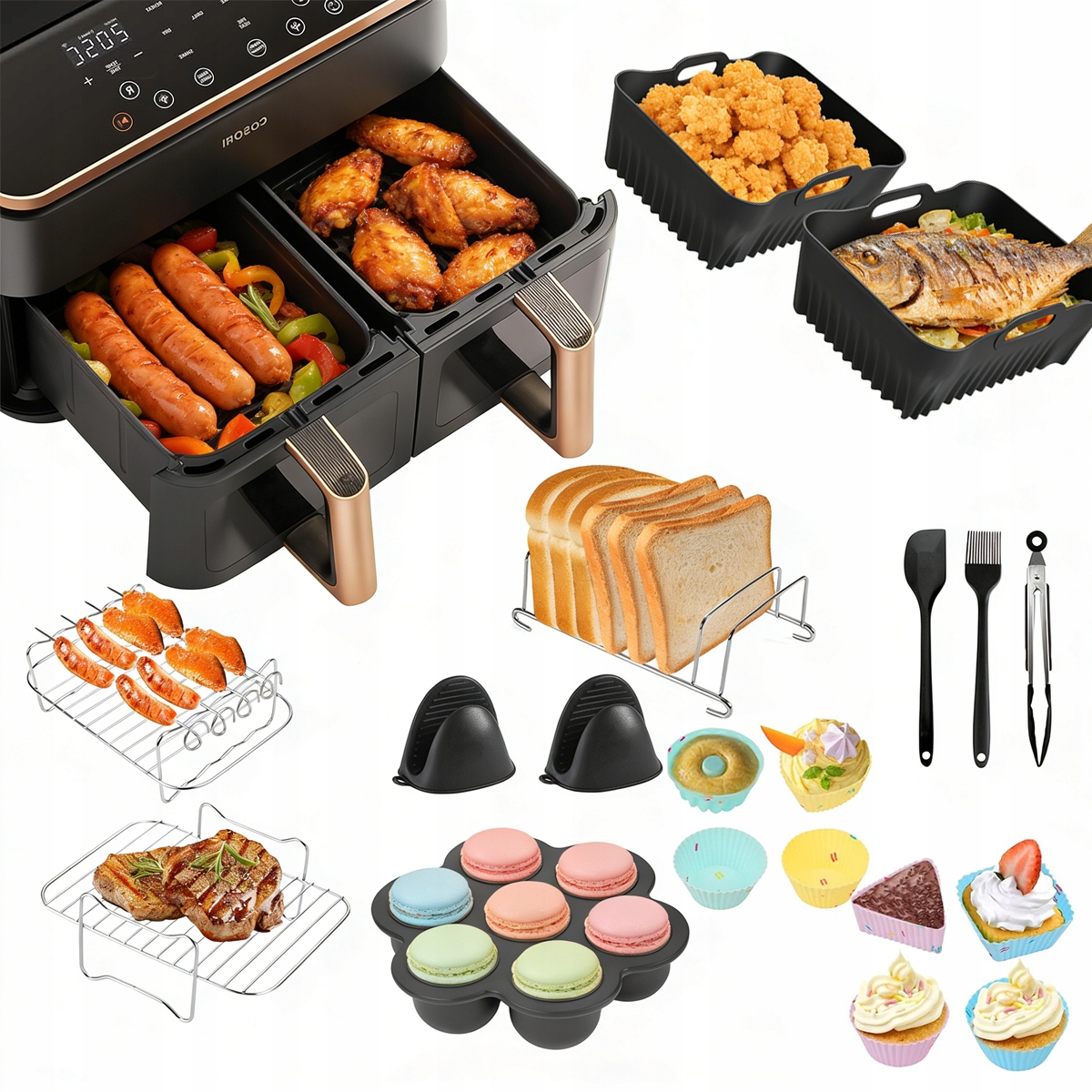 Akcesoria Do Cosori Airfryer Dual Blaze 8.5L – Ruszty, Formy, Dodatki
