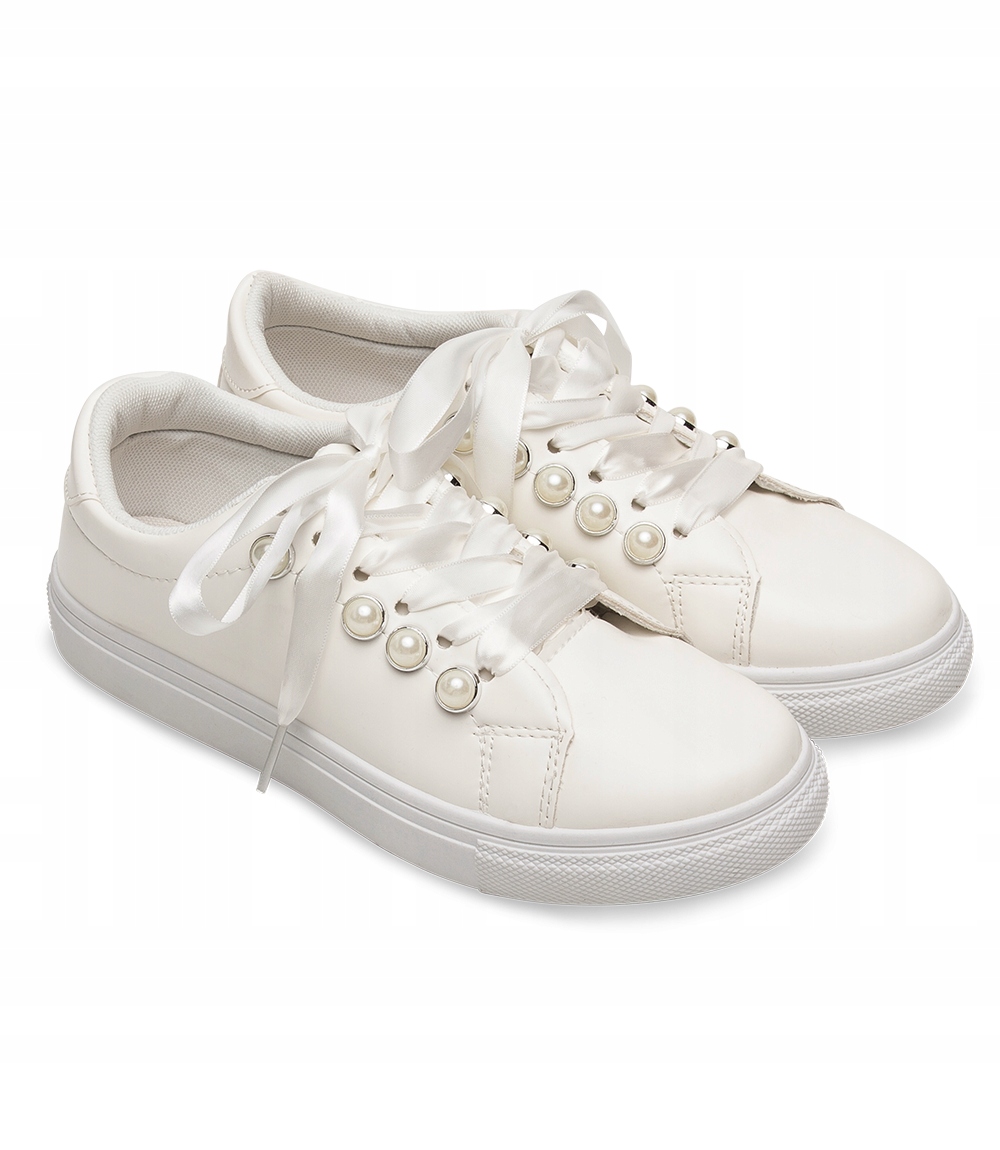 Białe Tenisówki damskie Trampki z Perełkami 37 Rozmiar 37