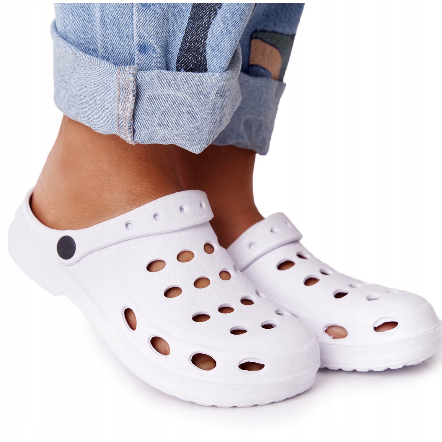 

Białe Damskie Kroksy Lekkie Klapki Lato Plaża 40