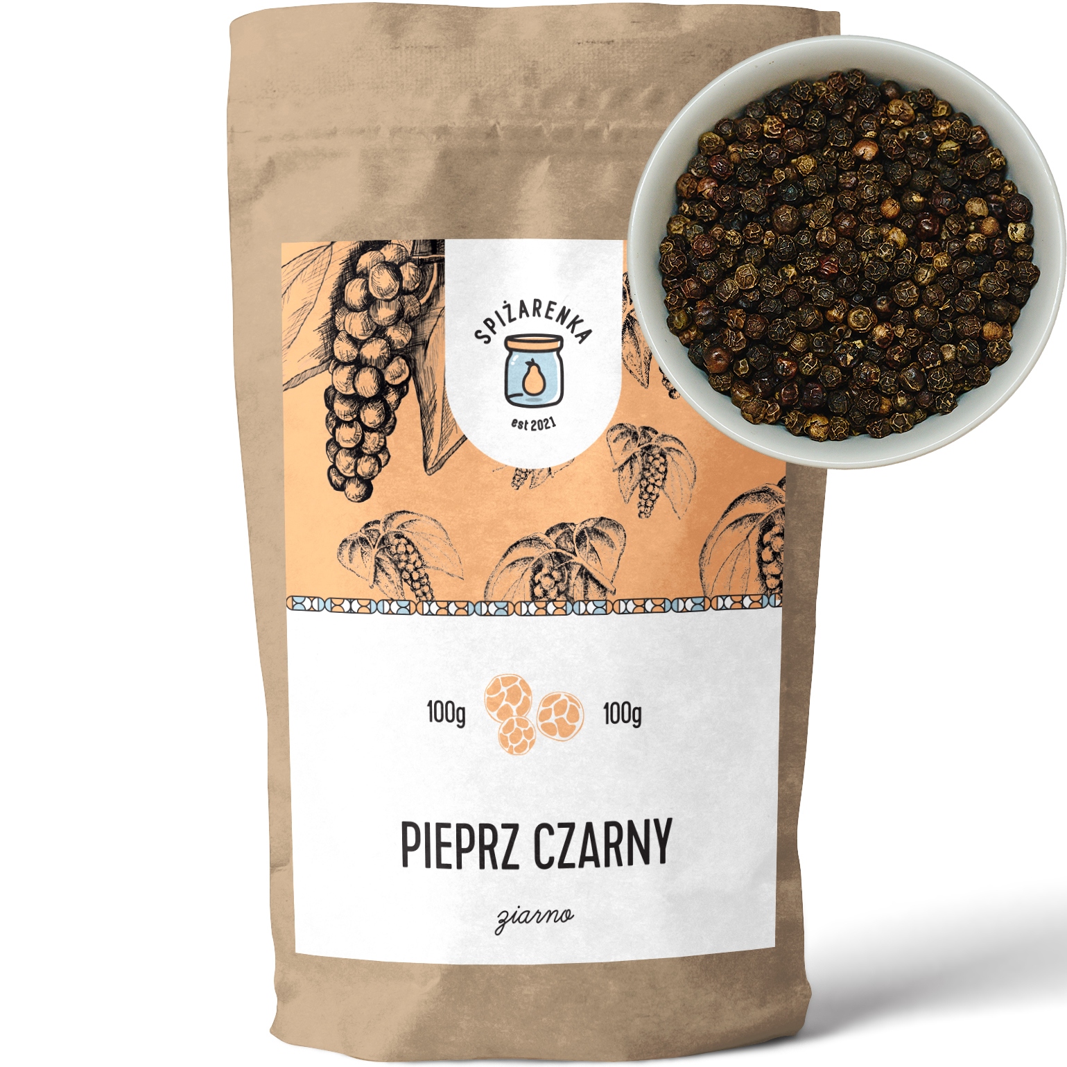 4x Pepř Černý Zrno celé Ostré aromatickéVietnam Velký Balíčekspižarenka