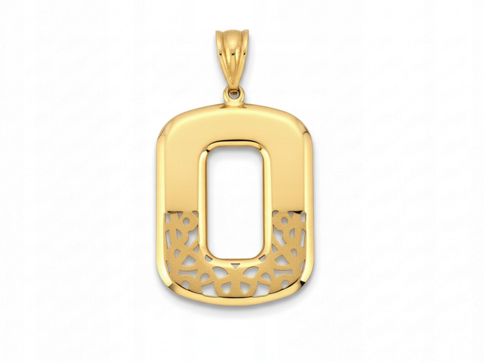 Velký zlatý přívěsek 585, obdélníkový, satinovaný, elegantní vzor 1.92 g