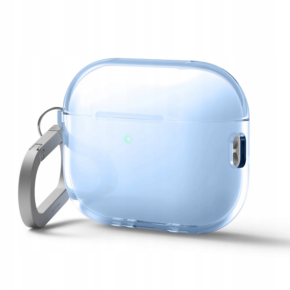 Průhledné Pouzdro pro AirPods Pro 3 Case Clear s karabinou, Aqua Blue