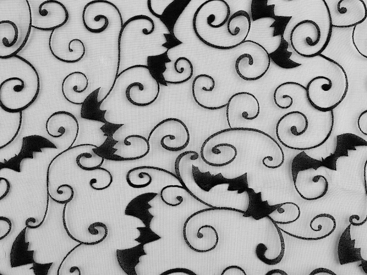 Organza Netopýr Černý Kupon 4m Halloween Bal