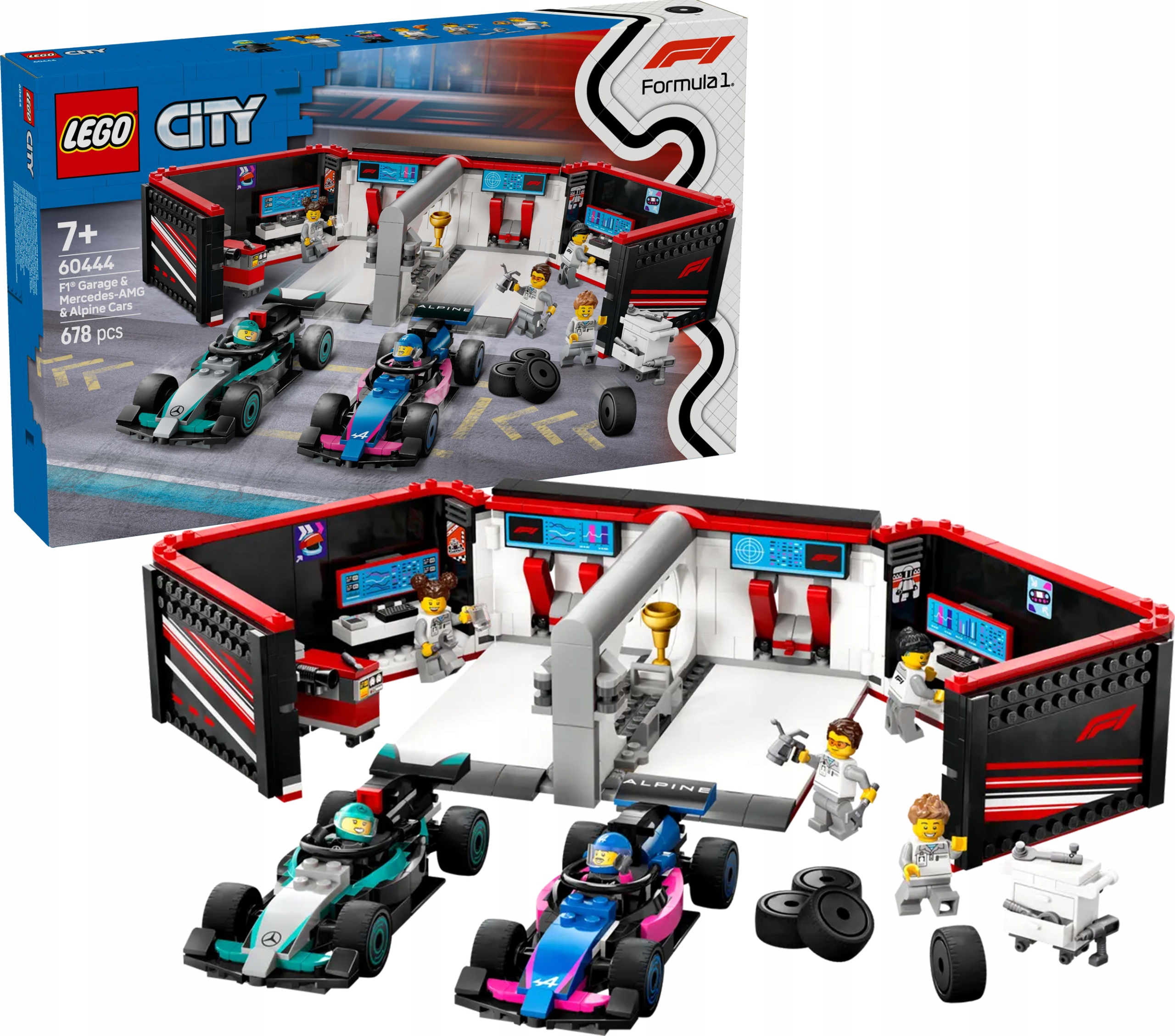 Lego City F1 Garáž a Bolidy Mercedes-AMG I Alpine 60444