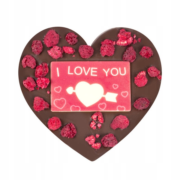 Velká Mléčná Čokoláda Srdce XL I Love You s malinami pro zamilované