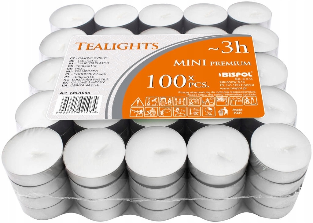 

Podgrzewacze białe bezzapachowe Tealight 100 sztuk