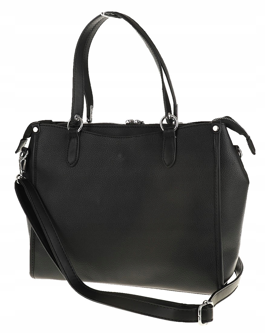 Maria C. Torebka Damska czarna skóra ekologiczna MC663 Black Wielkość duża (mieszcząca A4)